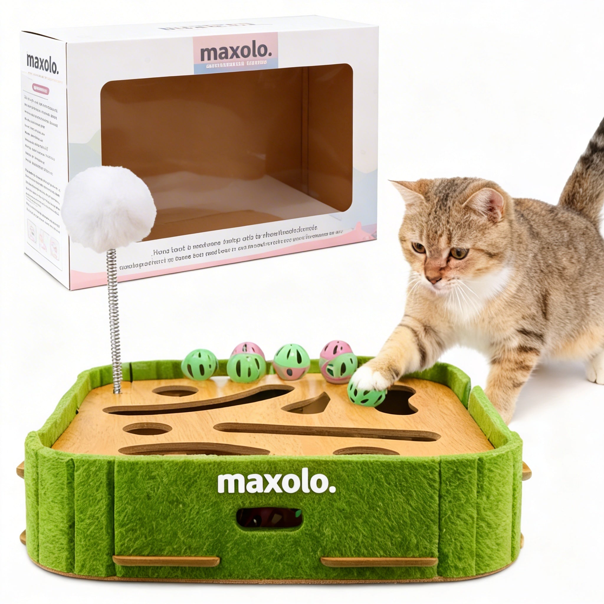 maxolo® Cat Maze Puzzle Toy - Kitty's Top-Secret Hunting Labyrinth | Interactive Treat-Dispensing Playground to Outsmart Bored Indoor Kittens & Curious Cats